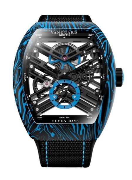 Best FRANCK MULLER Vanguard Damascus Carbon Skeleton V 45 S6 SQT CARBONE AMS BL (NR) Replica Watch